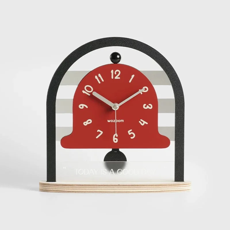 Swinging Decorative Clock Creative Home Silent Clock 9.84x10 Inch Living Room Bedroom Study Desktop Decoration Ornament