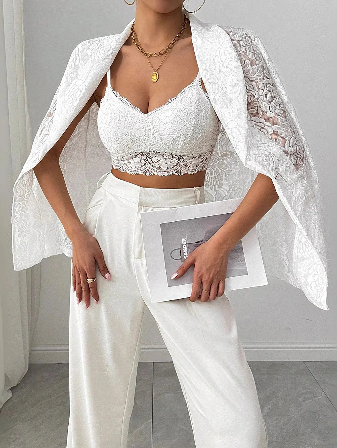 

Женский элегантный однотонный пиджак, осенний модный кружевной уличный пиджак с длинными рукавами и лацканами с цветочным принтом