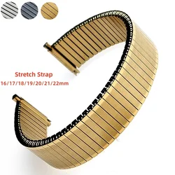 304 Stainless Steel Elastic Strap 16/17/18/19/20/21/22mm Stretch Expansion Metal Watch Band Men Women Wristband Accessories