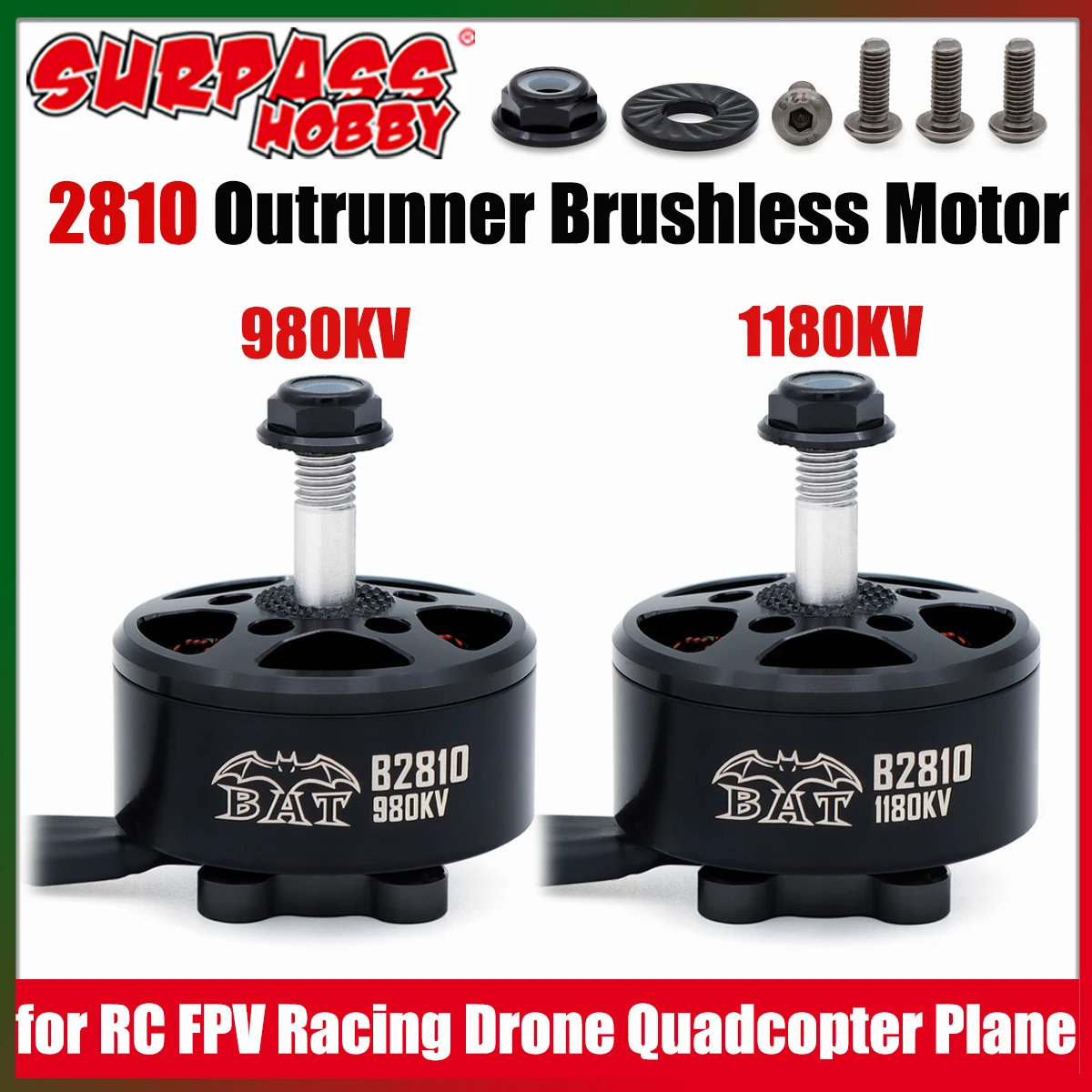 

Surpass Hobby BAT 2810 980KV 1180KV Outrunner Бесщеточный двигатель для RC FPV Racing Drone Квадрокоптер с неподвижным крылом Рама для фристайла Часть