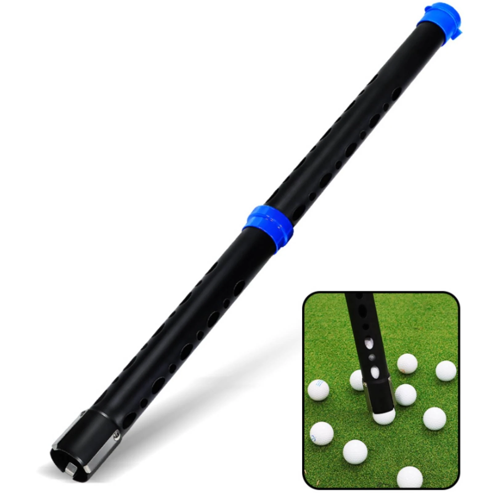 Golf Ball Shag Tube Oval Pickup Openings Golf Ball Retriever Tube Aluminum Finish Flared End