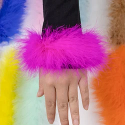 1 pz colorato Marabou polsini di piume Plume manica di pelliccia polsino accessori cravatta per capelli per le donne abbigliamento da festa moda donna braccialetto