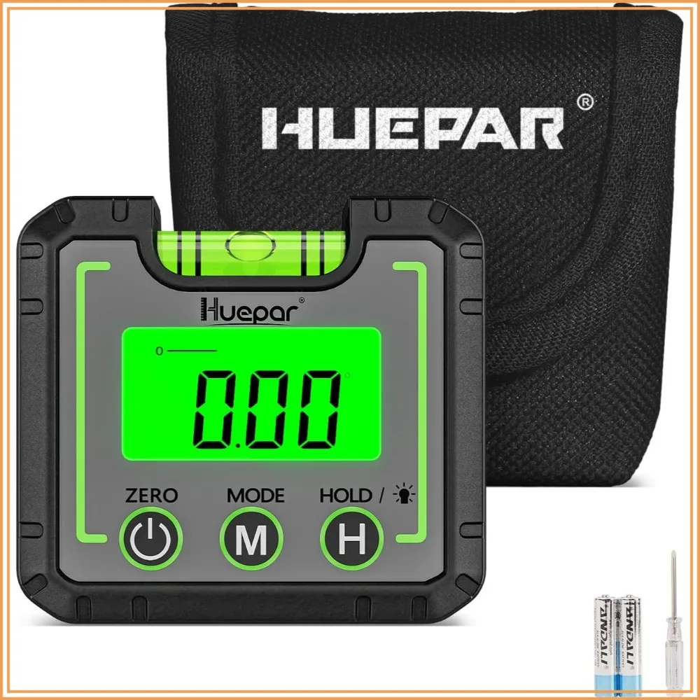 

Mini Digital Angle Gauge with Magnetic Base & Backlit LCD, 0-360° Bevel Inclinometer for Carpentry, Building, Auto, Masonry