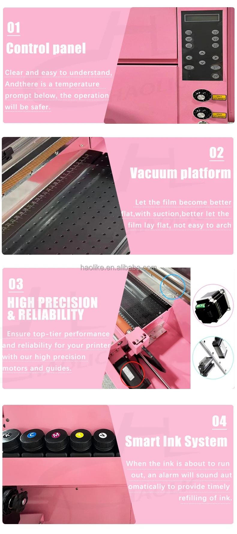 A3 Pink UV DTF Printer XP600 Dual Head UV DTF Transfer Printer All In One With Free Gift DTF Film Kit For Small Business