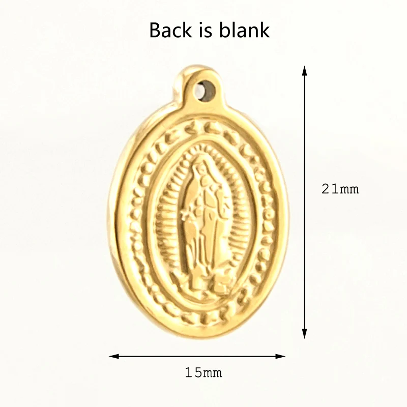 10pcs Our Lady virgen de guadalupe small Oval charms gold color medal tags round Stainless Steel Pendant