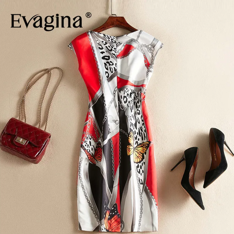 Evagina Sleeveless Butterfly Print  Mini dress 2024 Spring Summer New Women's High Street Pretty Slim Dresses