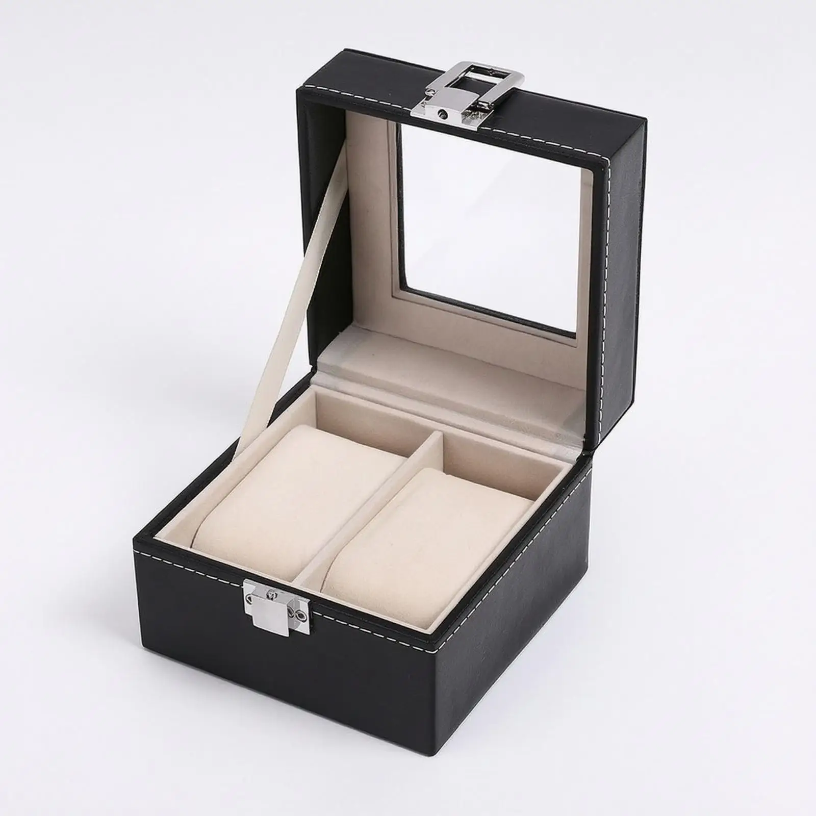 Watch Display Box Black Timepiece Box Box with Window Dustproof for Home Storage