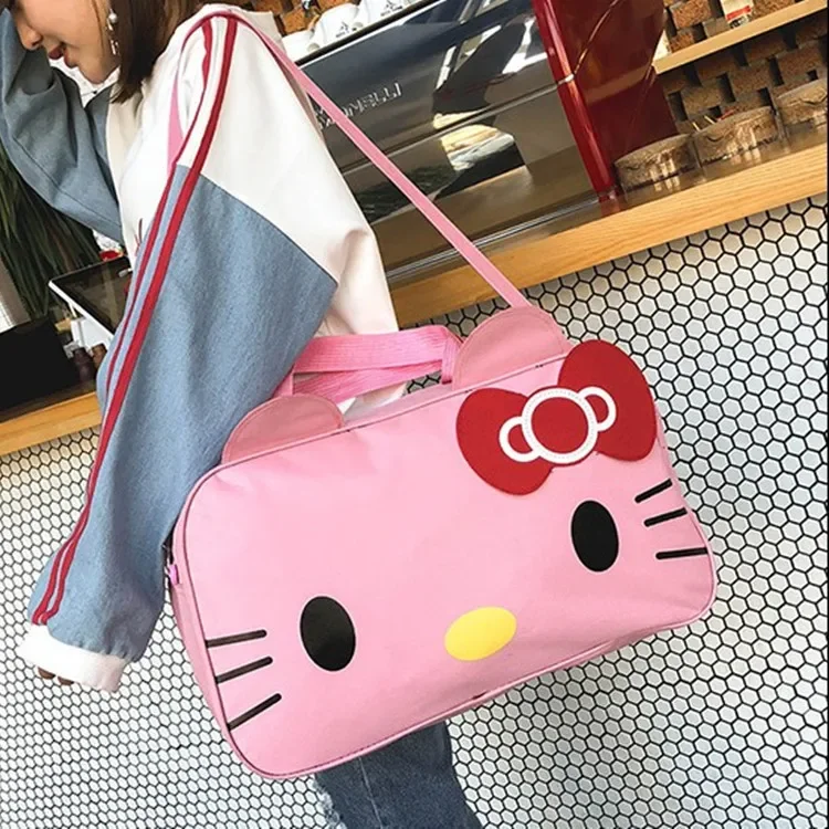 Student Travel Bag Waterproof large capacity cute girl KT duffel bag Female Hand Crossbody travel  Sports bag