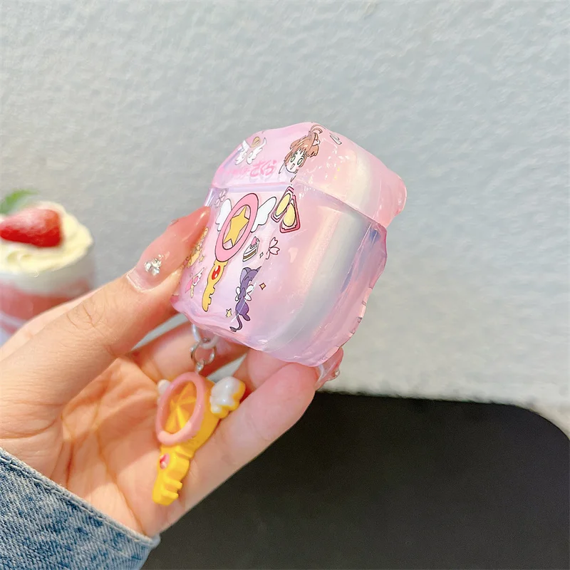 Bonito estrela asas capa de fone de ouvido para airpods pro 2 dos desenhos animados rosa caixa de carregamento para airpods 4 3 2 1 meio cor clara funda