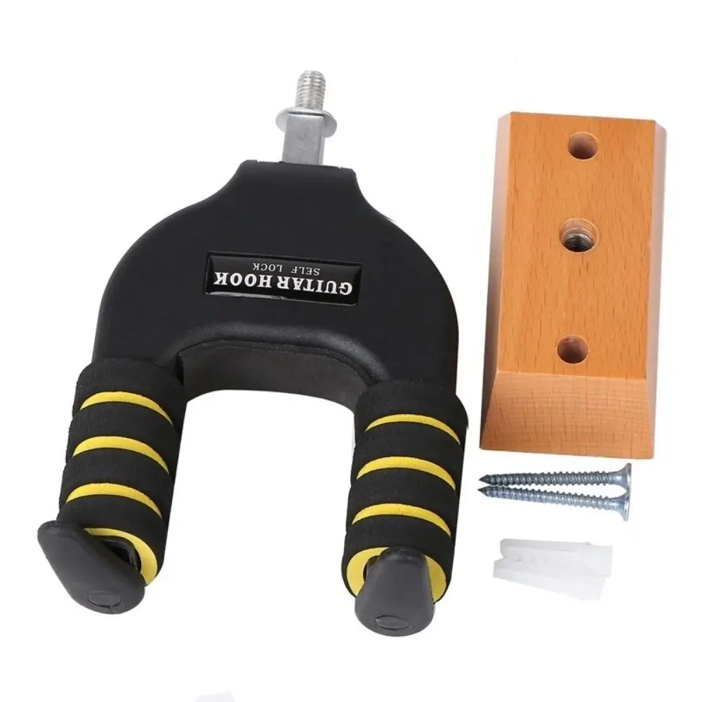 Metal Guitar Hanger Wooden Base Gravity Self-locking Guitar Racks with Sponge Detachable Ukuleles Bracket for Home
