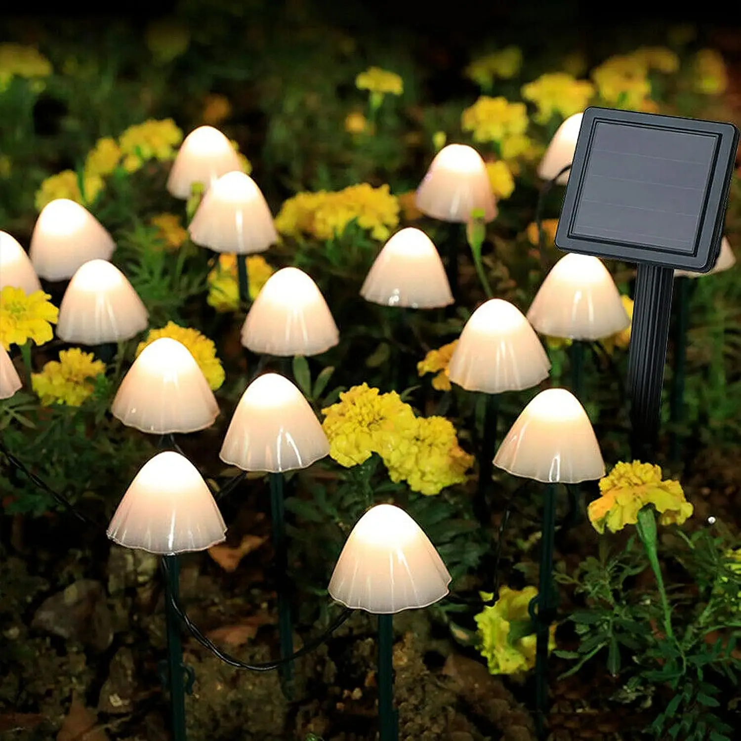 Mushroom Solar Lights -Set of 20pcs 5M Fairy Color Changing Solar String Lights,Outdoor Decoration for Garden,Backyard