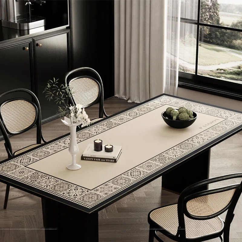 

Retro Leather Dining Table Mat New Light Luxury Home Table Decoration And Accessories No-Clean Waterproof And Oil Customization