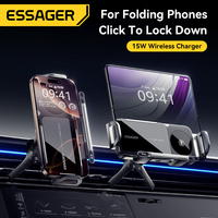 Essager Fold Screen Car Wireless Charger 15W For Samsung Galaxy Z Fold 6 5 Note 20 10 9 8 Dual Coil Rotatable Car Phone Holder