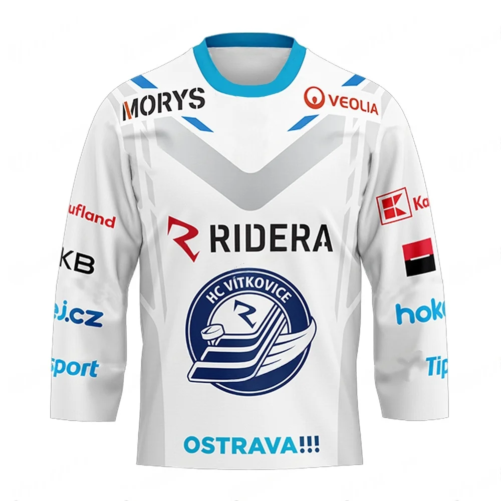 

HC Vitkovice Ostrava White Ice Hockey Jersey RIDERA Sponsor Czech Extraliga Hockey Shirt