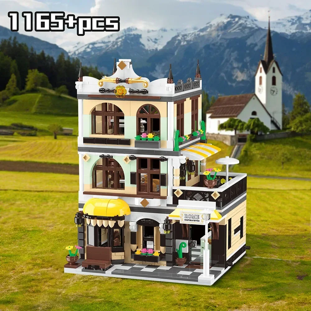 City Restaurant Building Mini Sets Block,Craft Toys，DIY Toys，Car Decoration Crafts，Animation Derivatives，children Toys