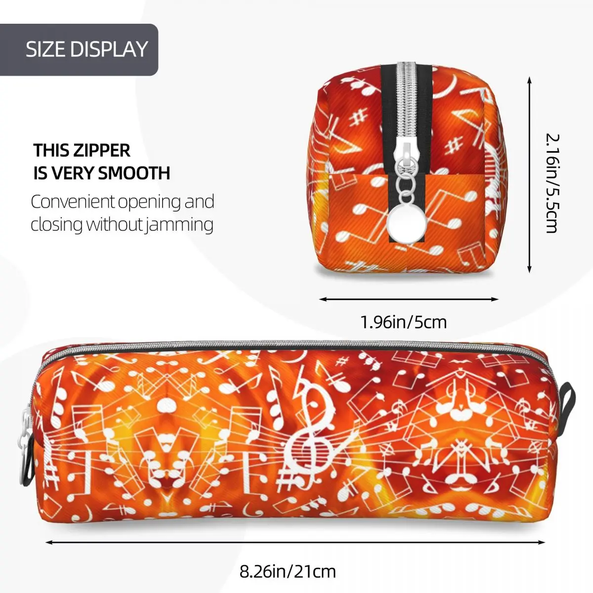 Piano Music Note Flames Pattern Pencil Case Pen Bag Student Big Capacity School Supplies Zipper Pencilcases