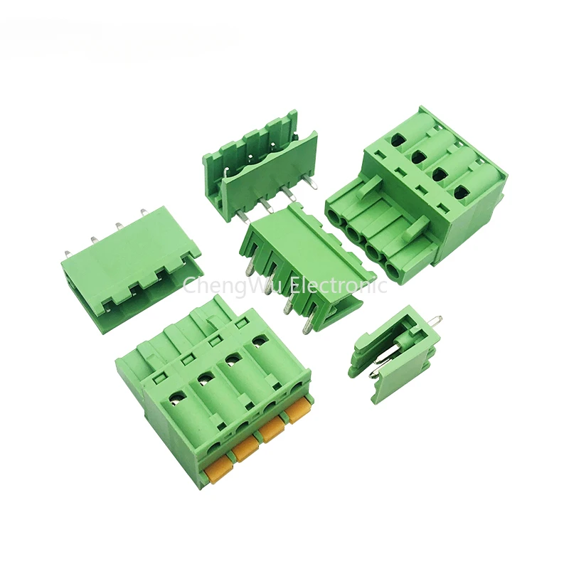 2sets 2EDGKD 2/3/4/5/6/7/8 Pin 5.08mm Spring Plug-in Screwless Pluggable PCB Terminal Blocks Connector