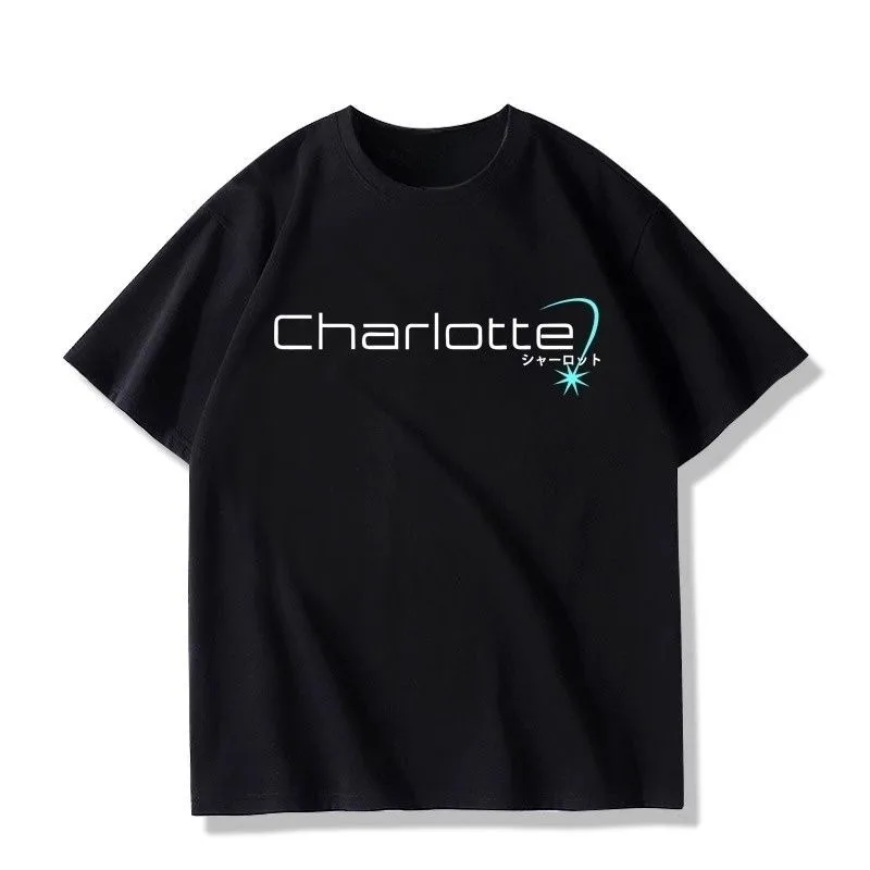 Anime Charlotte Key Club Youri Nayo T-shirt Short-sleeved Men's Women's Summer Unisex Clothes Casual Anime Clothes
