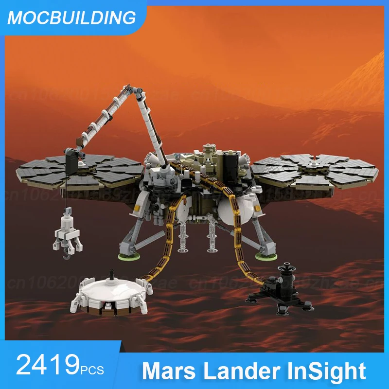 Mars Lander InSight 1:9 Scale Model MOC Building Blocks DIY Assemble Bricks Space Series Educational Creative Toys Gifts 2419PCS