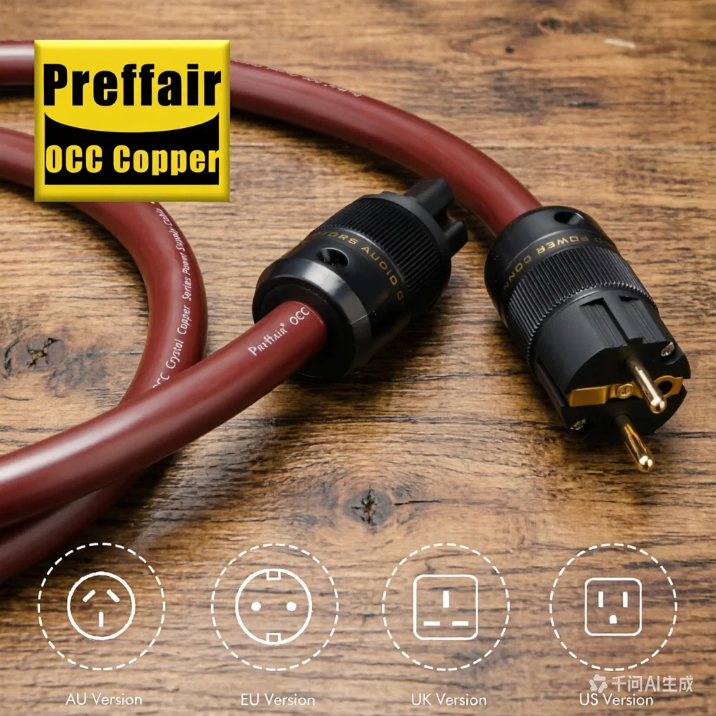 Preffair US/EU to C15/C7 Plugs Power Cords 11AWG HiFi Audio Power Cable Gold Plated Pins for Amplifiers/Power Filters D520078G