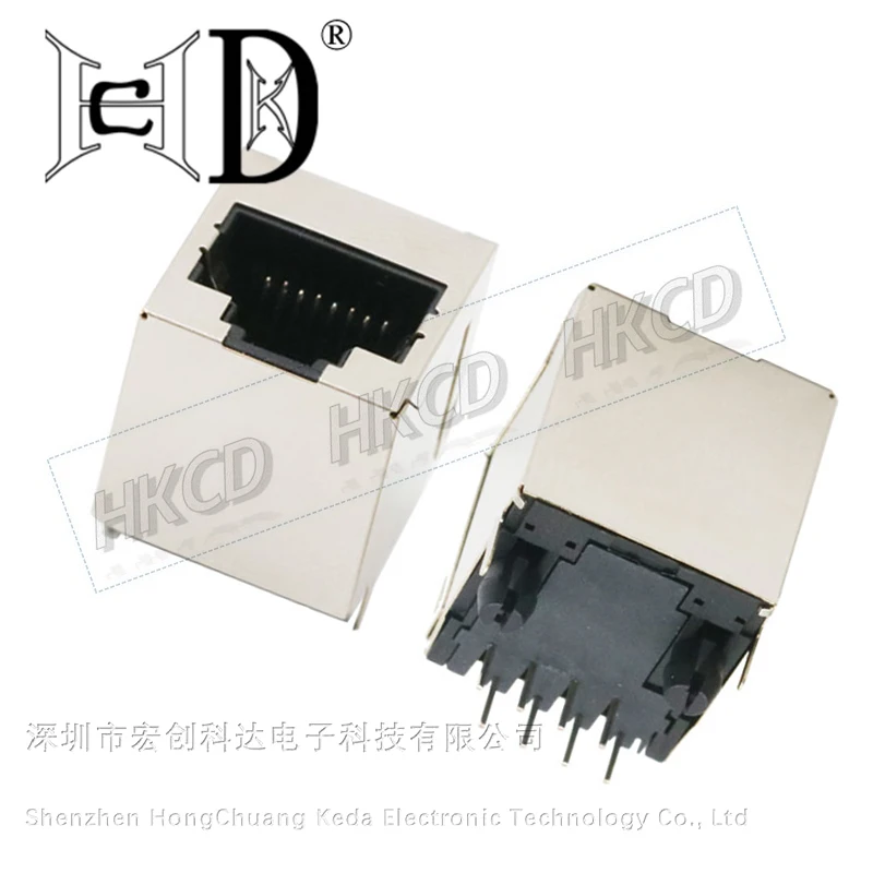 5 PCS RJ45 5224-8P8C-Full Packet Rede Soquete Vertical Inserção RJ45 Soquete Cabeça de Cristal de 180 Graus