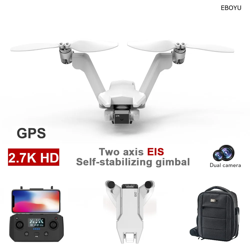 EBOYU L100 GPS RC Drone 2-axis EIS 2.7K HD Camera Brushless Motor 5G WiFi FPV GPS Return Positioning Foldable RC Quadcopter Toy