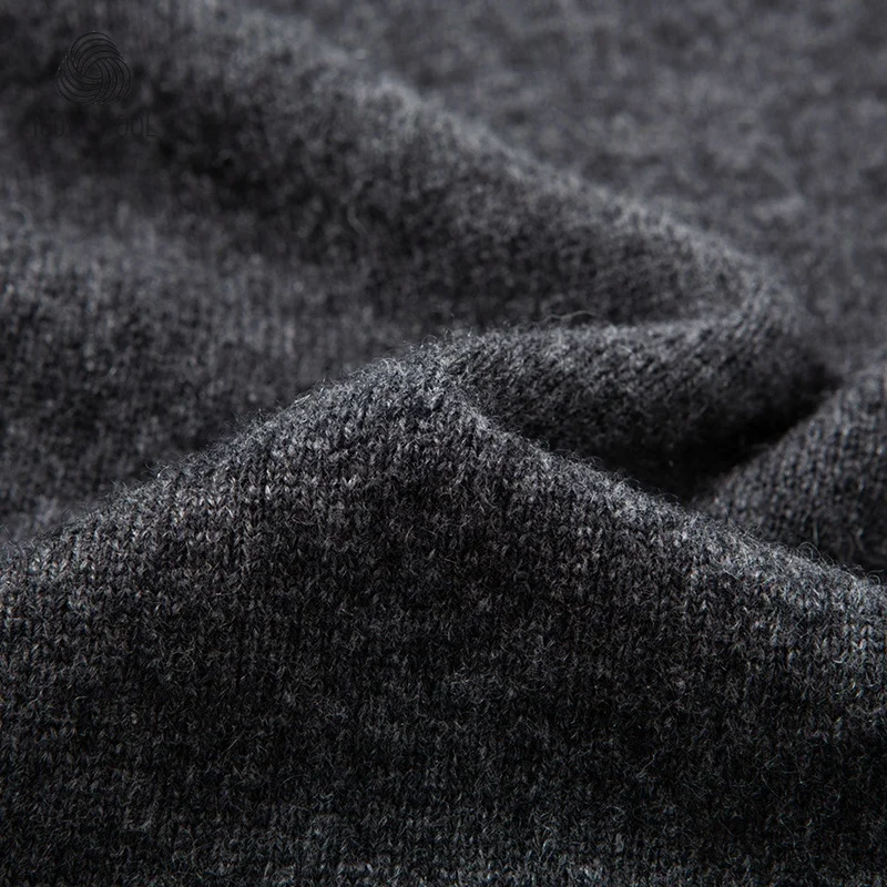 Suéter de dos capas de imitación para hombre, 100% lana 500 g, cuello vuelto, corte holgado Old Money ​   Artesanía estándar de oro