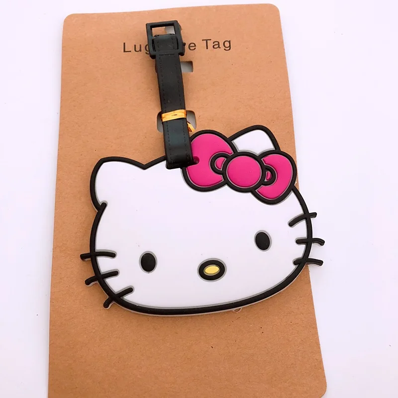 Etiqueta de equipaje de dibujos animados Sanrio, etiqueta portátil de Hello Kitty para maleta, accesorios de viaje, venta al por mayor