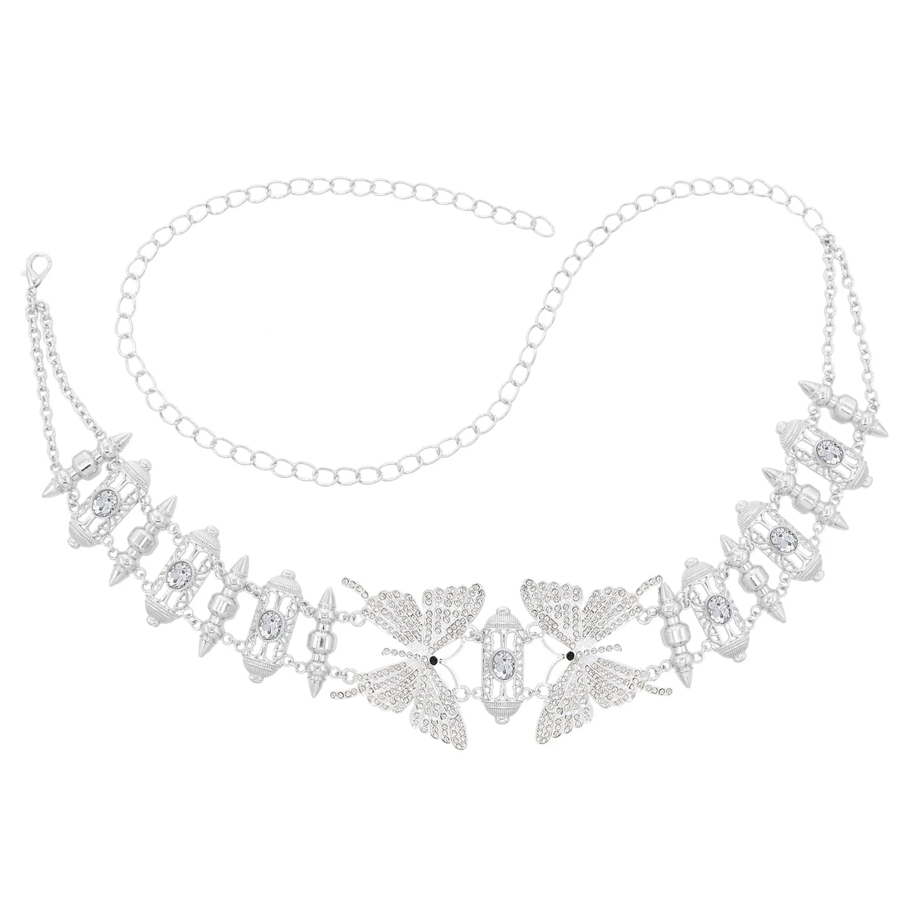 

Модные цепочки на талию с бабочками, аксессуары, новые золотистые, серебристые, акриловые, со стразами, индийский этнический пояс, украшения для тела