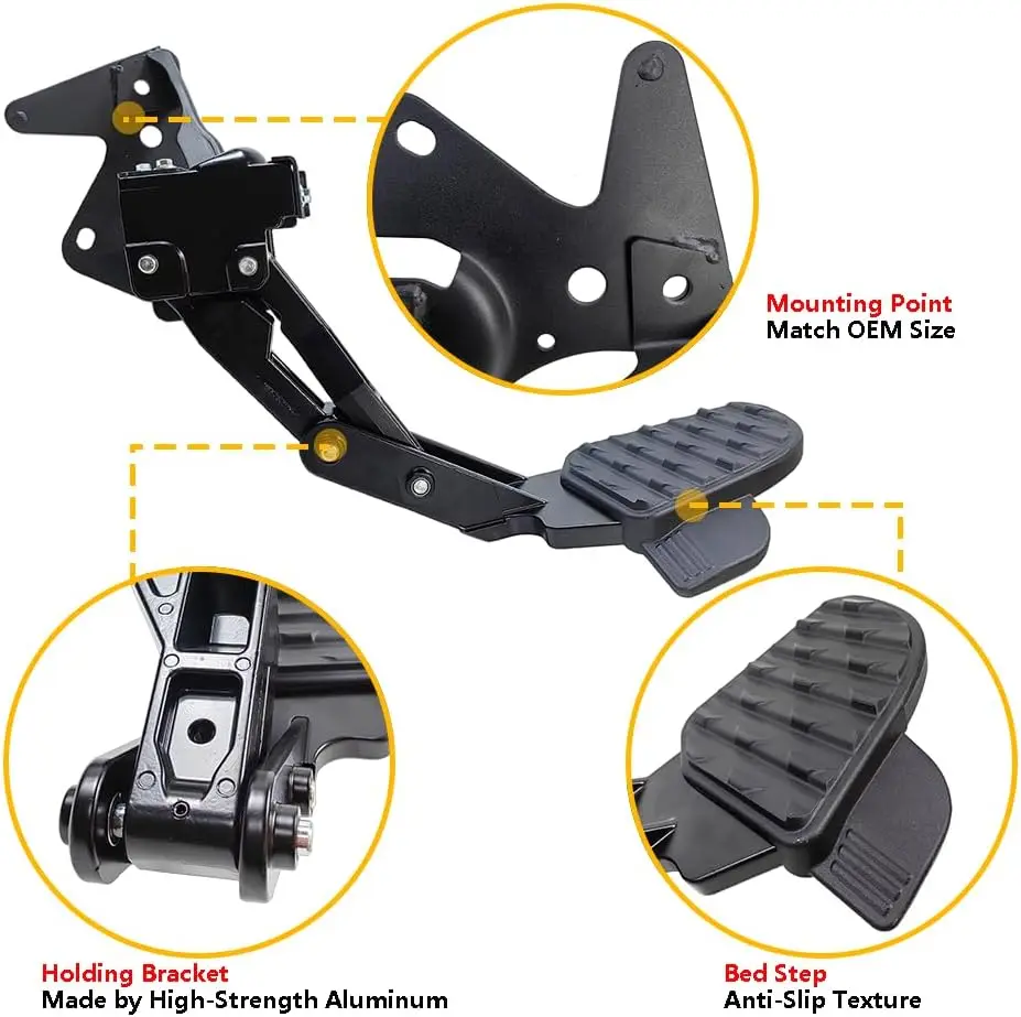 Heckklappen-Trittstufe, einziehbare Heckklappen-Trittstufe, kompatibel mit Dodge RAM 1500 DT 2019-2022, ersetzt 82215289AF 82215289AG – Detail 2