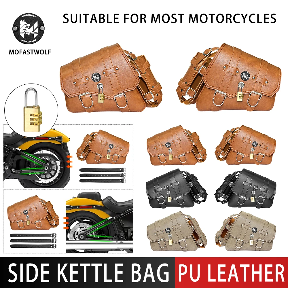 Motorcycle Bag PU Leather Saddlebags For Harley Swingarm Bag Sportster XL883 XL1200  Saddle Left Right Side Tool Bags