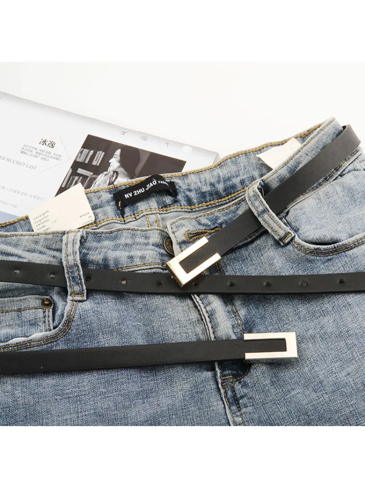 Stylish Minimalist and Elegant Snap-Button Slim Belt—Korean-Style Versatile Belt for Students Jeans Dresses and Long Tops