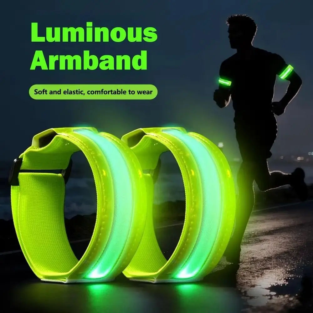 

2 шт. Светодиодные предупреждающие нарукавные повязки с 3 режимами и 5 цветами света, перезаряжаемые, высокой яркости, светоотражающие для ночного времени