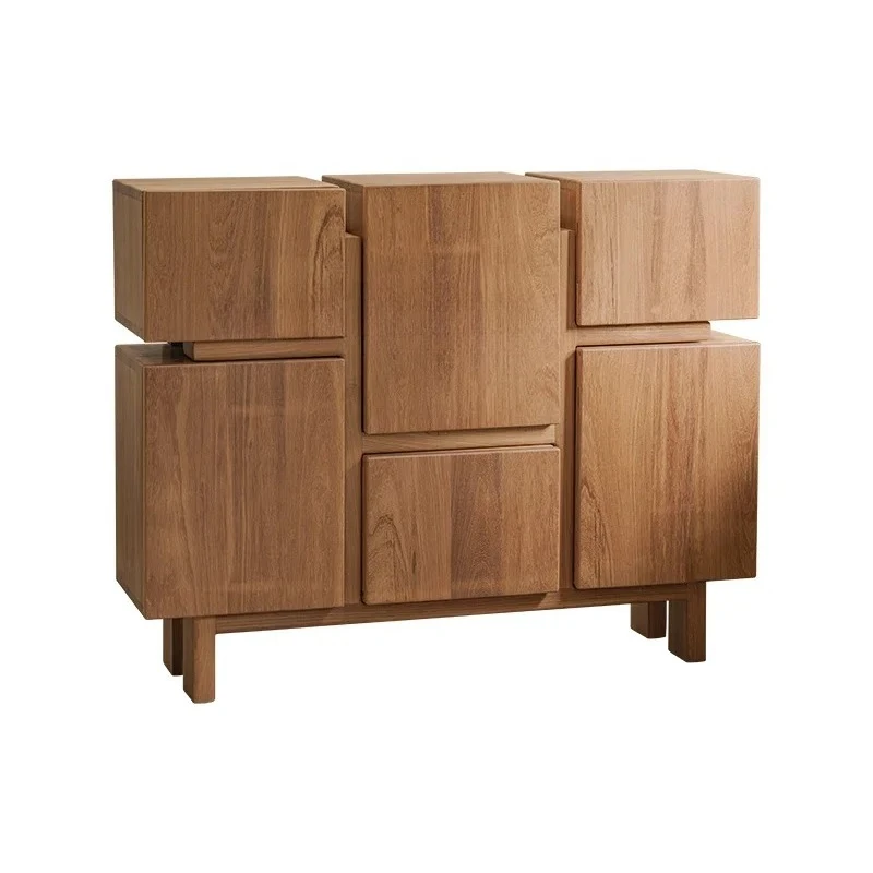 

ZZ teak all solid wood chest cabinet household dining side cabinet entrance locker