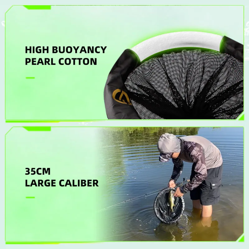 Foldable Live Fish Keep Nylon Net Floating Fish Guard Net Fishing Mesh Basket Outdoor Stream Collapsible Fishing Tools Accessory