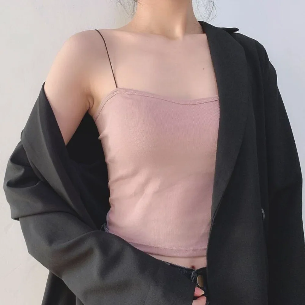 Casual Wireless Vest Crop Top With Chest Pad Soft Elastic Seamless Push Up Bra U-shaped Seamless Bralette Sport Wear