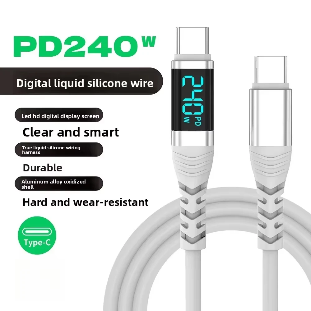 Silicone 240W Digital Display USB C to Type C Fast Charging Data Wire Cable For Iphone 15 16 17 Pro Max Samsung s26 s25 Xiaomi - view 6