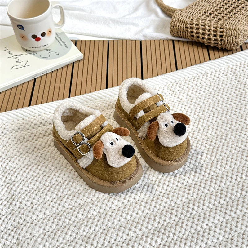 

Cute Dog Girl Winter Boots New Trend Children's Snow Boot Warm Versatile Kids Causal Fashion Boys Ankle Cotton Boots Round-toe