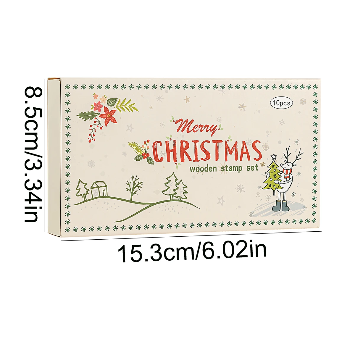 10PC/box unique Christmas pattern wooden stamps, SuitableDIY journal, photo album decorative stamps, holiday scene supplies