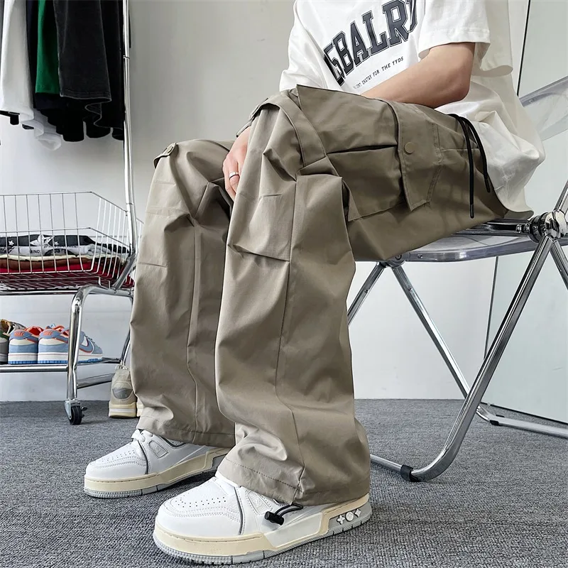 Männer High Street Arbeitskleidung Fallschirmjäger Track Hosen Männer Lose Gerade Casual Hosen Trendy Marke Funktionelle Sport Breite Bein Hosen