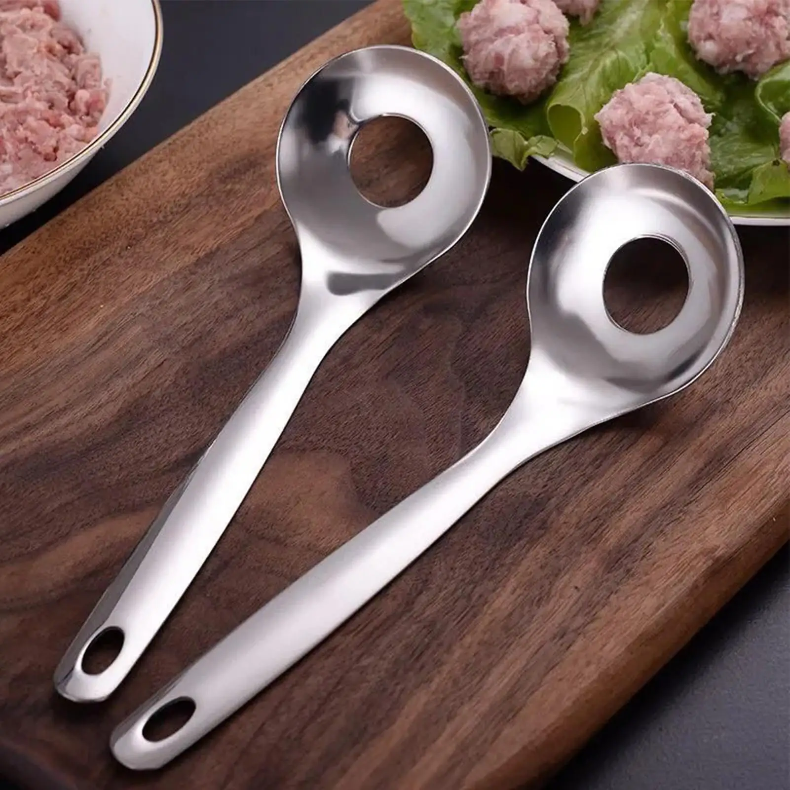 2pcs Stainless Steel Meatball Spoon Hand Squeeze Meatball Spoon Squeeze Maker Spooner Meatball Maker Kitchen Gadgets
