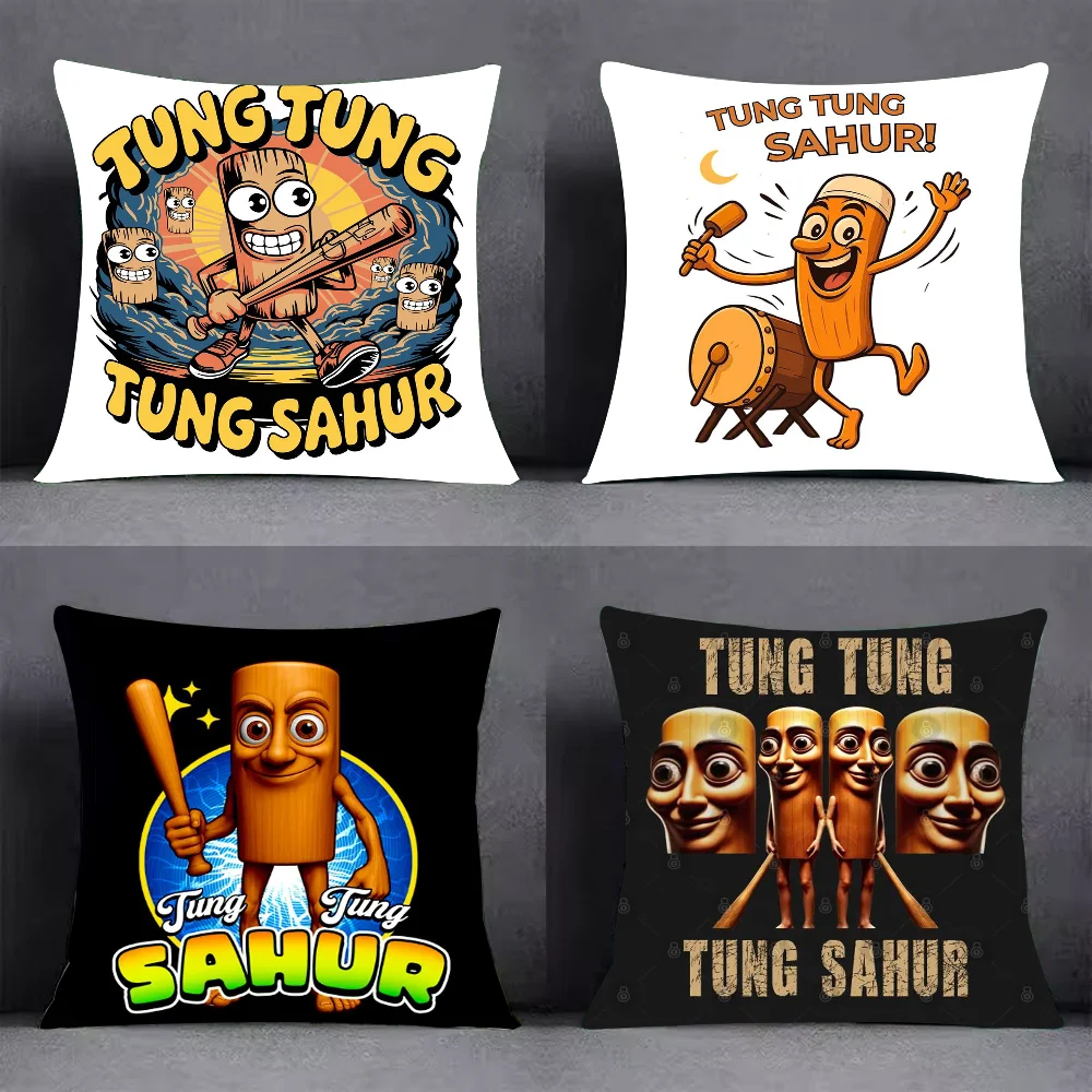 CARTOON Tung Tung tung Sahur brainrot Pillow Case Cover Square Sofa with for pattern comfortable cushionsuitable of room