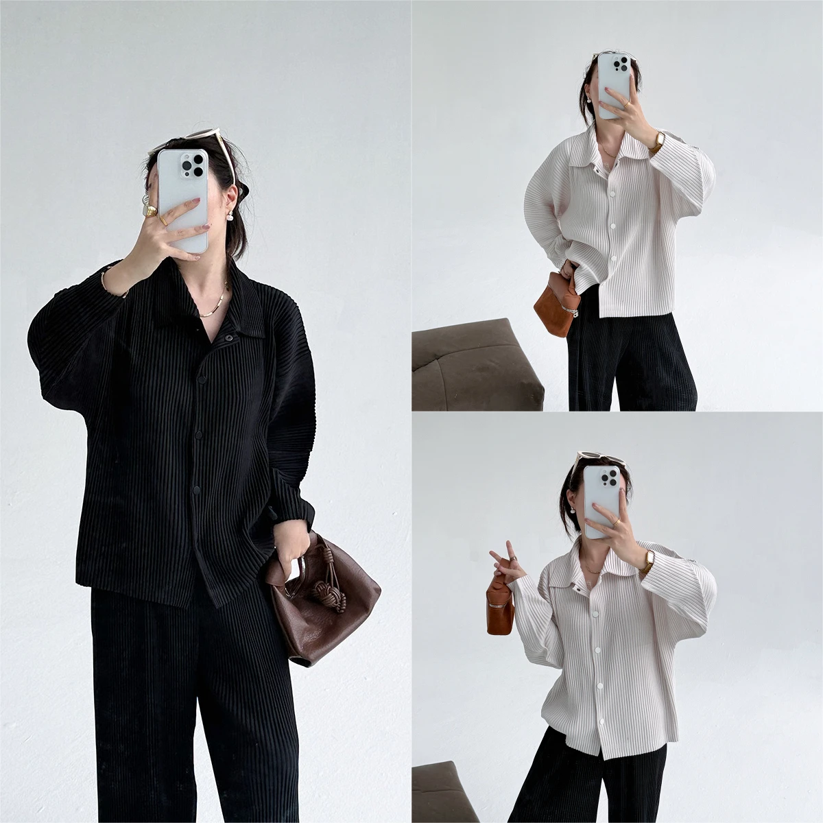 

Miyake Fold 2025 ранняя осень новая большая зубчатая утолщенная складная модная куртка женская с длинным рукавом свободный высококачественный универсальный топ