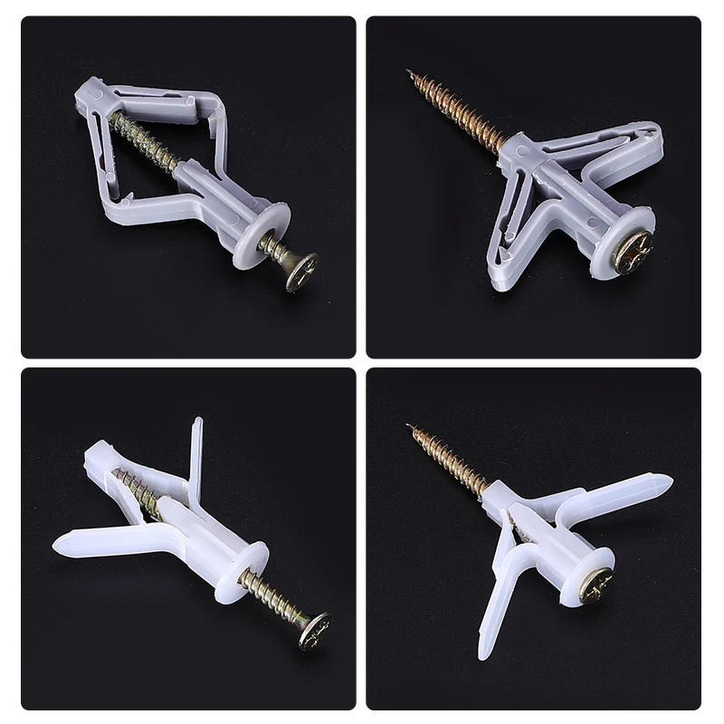 Nylon Aircraft Shape Butterfly Type Plastic Gypsum Board Anchors Drywall Fixings Screw Wall Outlet Expansion Tube with nail