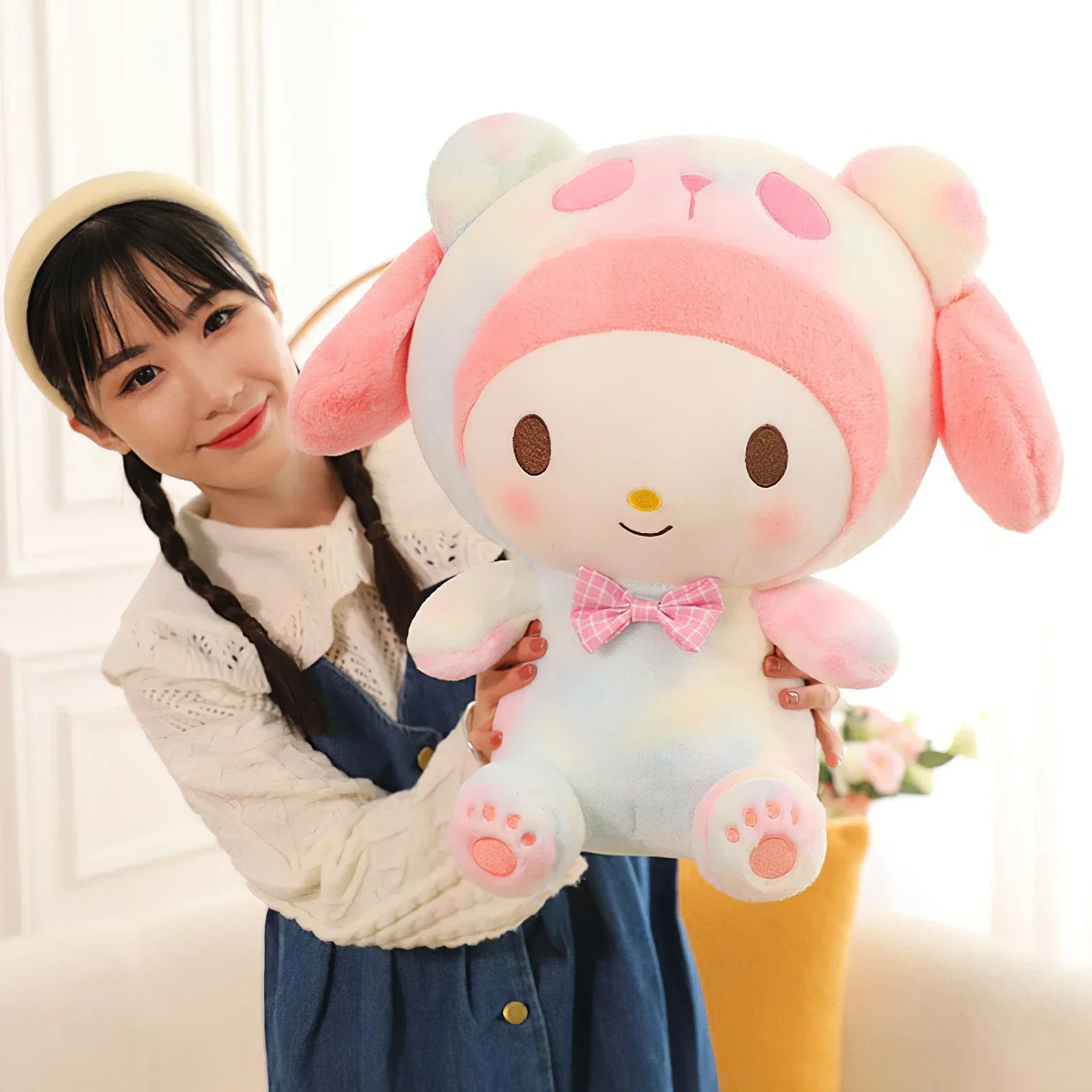 70cm sanrio minha melodia kuromi cinnamoroll boneca de pelúcia kawaii tamanho grande cão plushies brinquedo de pelúcia macio bonito travesseiro menina presente aniversário