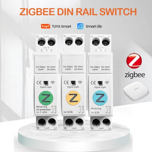 Disyuntor inteligente Zigbee 1P + N 63A carril Din protección contra sobrecorriente bajo voltaje medición de potencia interruptor remoto MCB LARKKEY