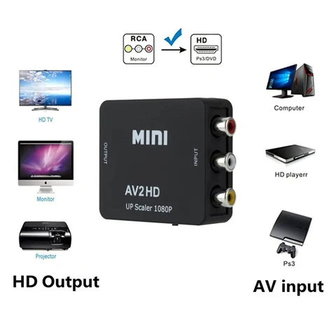 Совместимый с RCA AV в HDMI конвертер AV/CVSB L/R Video Box HD 1080P 1920*1080 с поддержкой выхода NTSC PAL, совместимый с AV в HDMI преобразователь VHS в цифровой формат купить - №3
