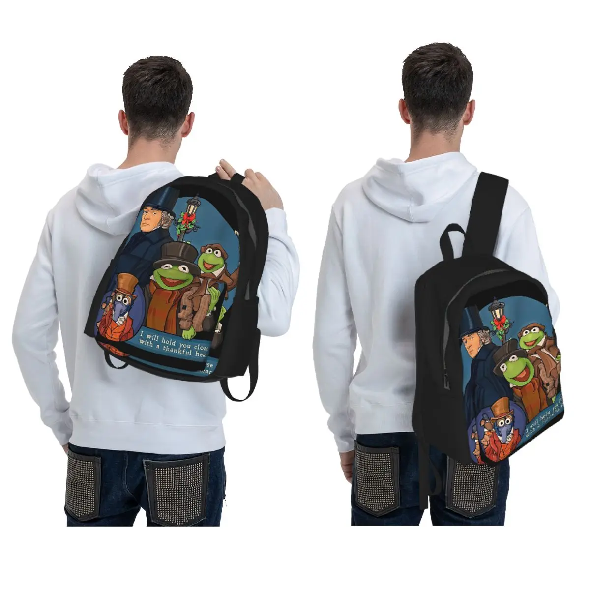 I Will Hold You Close With A Thankful Heart Muppet Christmas Carol Backpack Daypack Children BookBag School Bag Shoulder Bags