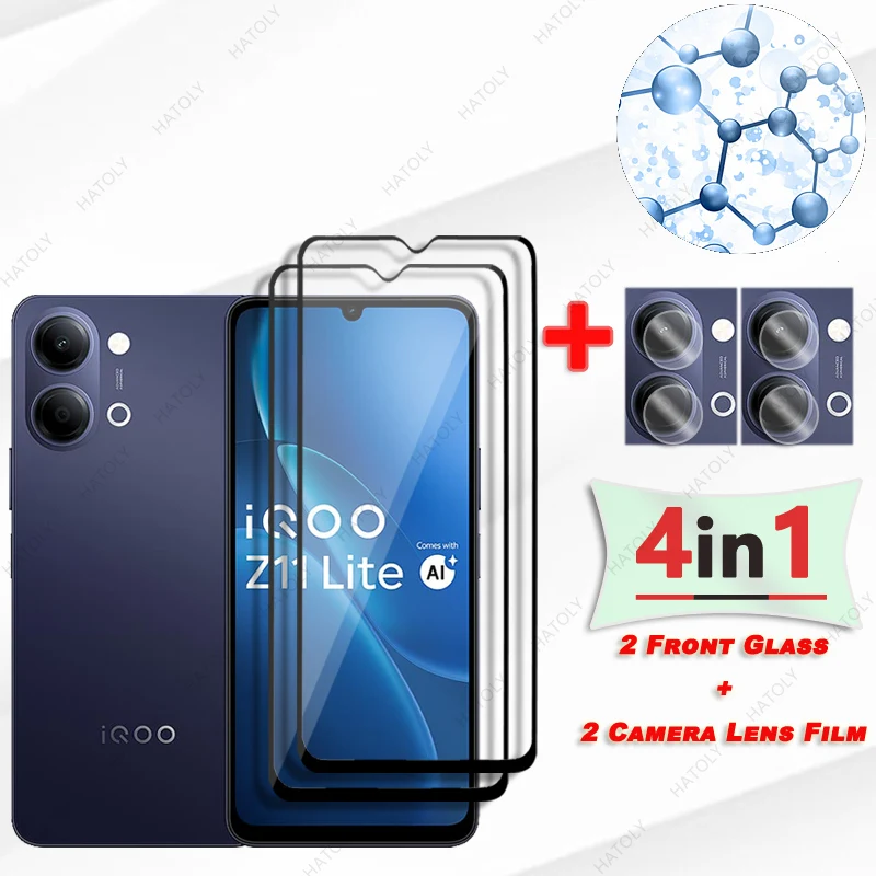For vivo iQOO Z11 Lite 44W 5G Glass Black Edge Protective Film For Vivo Y6c Tempered Film Screen Protector Camera Lens Protector