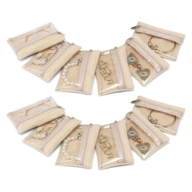 6Pcs Transparent Jewelry Pouches Zip Storage Bag for Earring Necklace Bracelet Jewelry Anti-Oxidation Display Packaging Bags